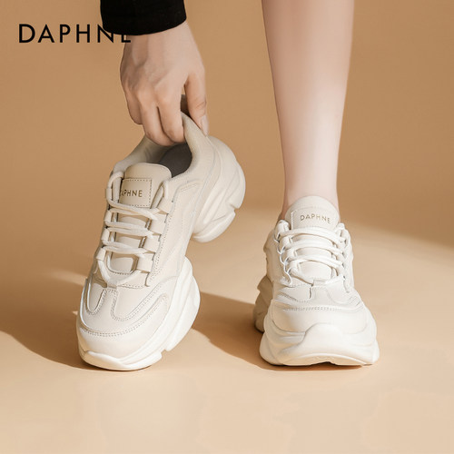 达芙妮厚底老爹鞋女小个子小白鞋