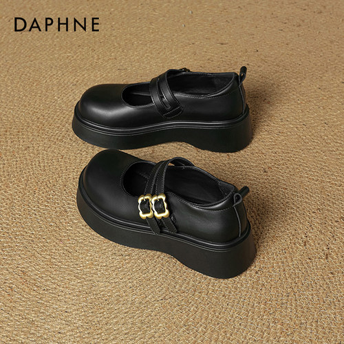 达芙妮玛丽珍女鞋小皮鞋黑色单鞋