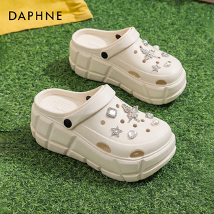 夏款 达芙妮厚底洞洞鞋 两穿凉鞋 外穿凉拖增高软底拖鞋 女2026夏新款