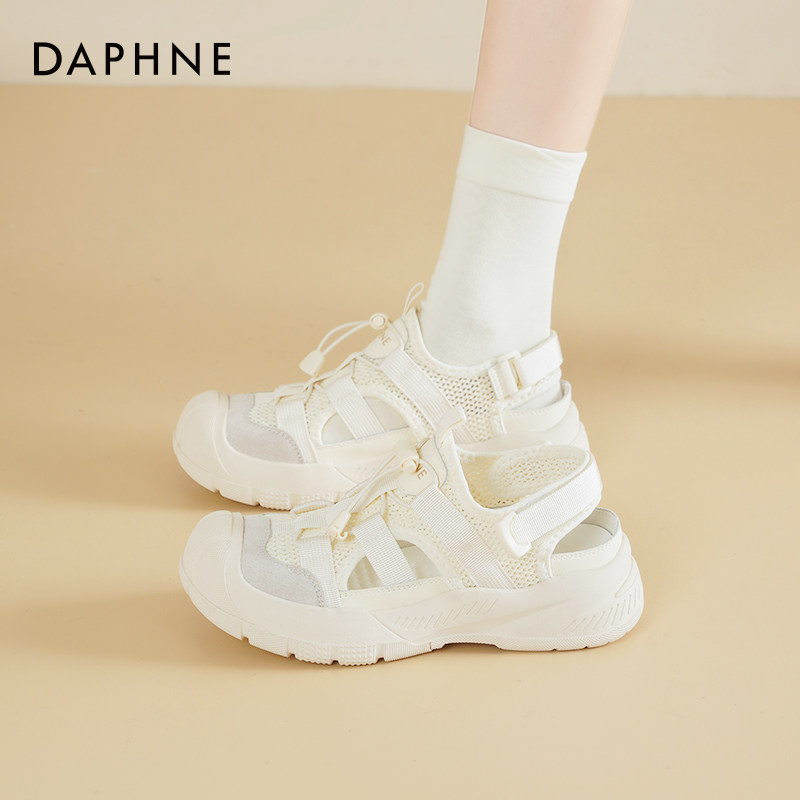 达芙妮运动凉鞋女款夏季2026新款沙滩涉水登山鞋厚底网面小白鞋女