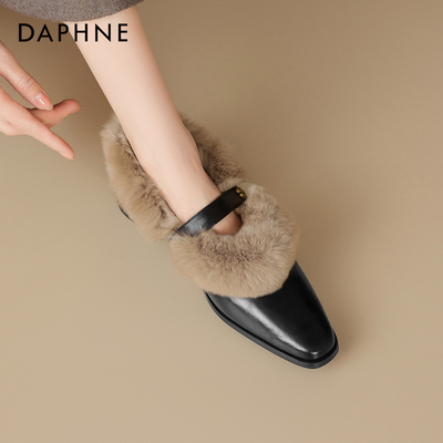 毛绒尖头鞋，秋冬保暖复古风