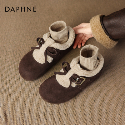 达芙妮加绒保暖豆豆棉鞋雪地靴女