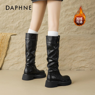 【达芙妮长筒靴】黑色堆堆骑士靴