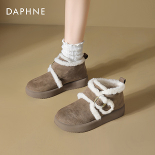 毛毛鞋 达芙妮厚底勃肯雪地靴女款 加绒棉鞋 冬季 棉靴短靴子 2025新款