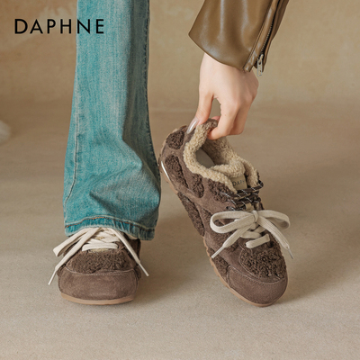 达芙妮加绒德训鞋女冬内增高棉鞋