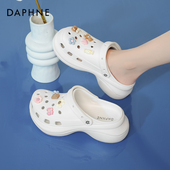 女款 夏季 外穿2025新款 达芙妮厚底洞洞鞋 EVA防滑防臭包头沙滩凉鞋