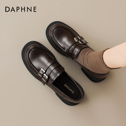 达芙妮厚底乐福鞋女春季英伦风