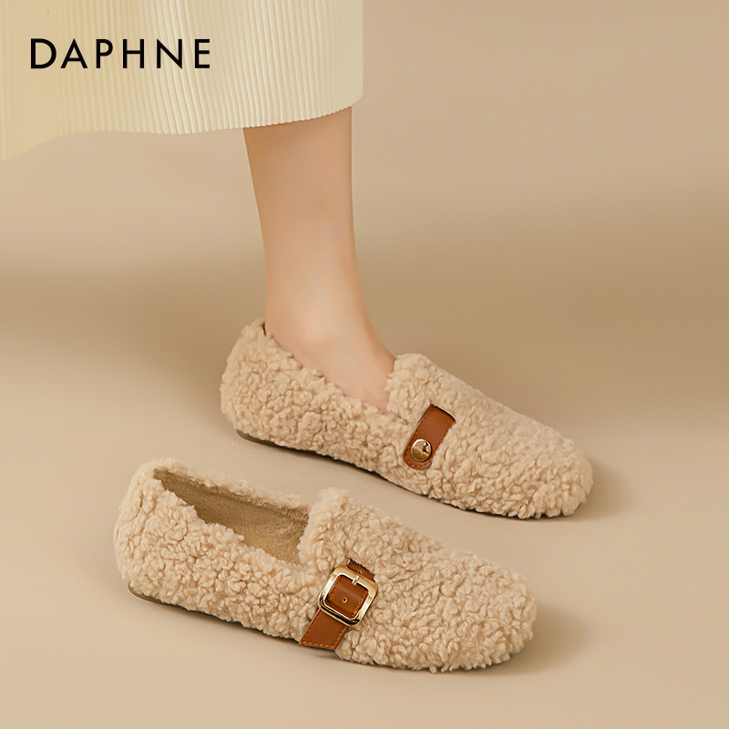 达芙妮毛毛鞋女外穿冬保暖2026新款加绒棉鞋一脚蹬羊羔绒豆豆鞋子,女鞋,毛毛鞋,淘宝优惠券,粉丝福利购,淘宝优惠卷