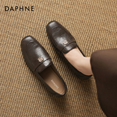 豆豆鞋 达芙妮棕色乐福鞋 女小皮鞋 通勤女款 女2026新款 春秋平底单鞋