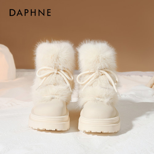 达芙妮厚底加绒雪地靴女冬棉鞋靴