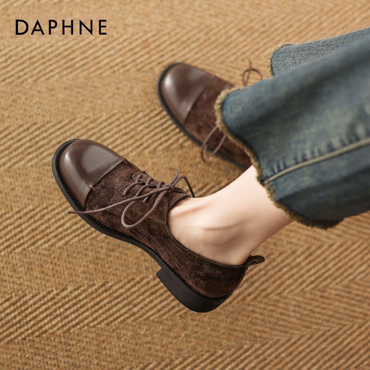 复古深口单鞋平底圆头皮鞋