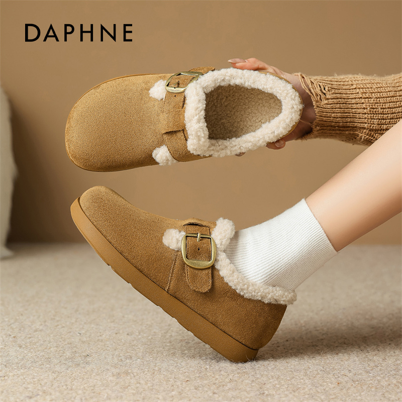 达芙妮加绒勃肯鞋厚底女保暖棉鞋