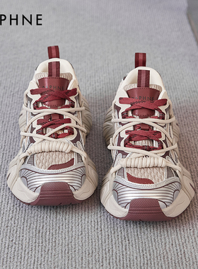 达芙妮巴黎老爹鞋女款增高厚底休闲鞋安格拉红2025新款夏秋女鞋子