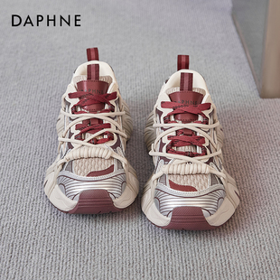 夏秋女鞋 达芙妮巴黎老爹鞋 安格拉红2025新款 增高厚底休闲鞋 子 女款