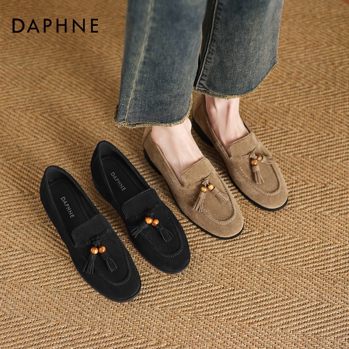 达芙妮老钱风乐福鞋软底豆豆鞋子