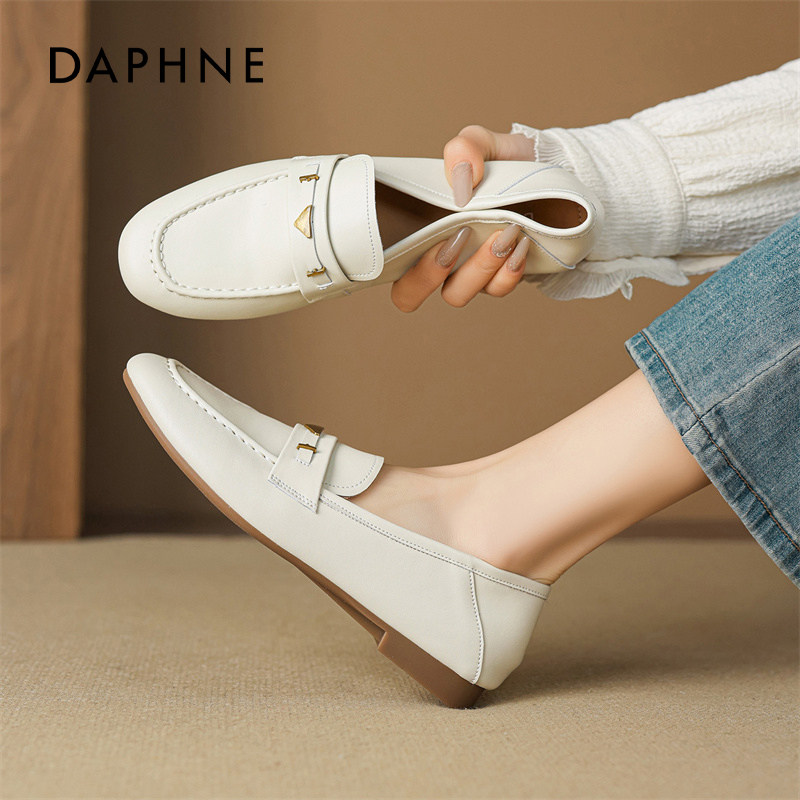 达芙妮软底乐福鞋女2026新款春不累脚白色护士鞋英伦通勤平底单鞋,女鞋,乐福鞋（豆豆鞋）,淘宝优惠券,粉丝福利购,淘宝优惠卷