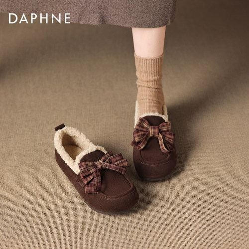 棕色乐福鞋女款加绒单鞋雪地靴