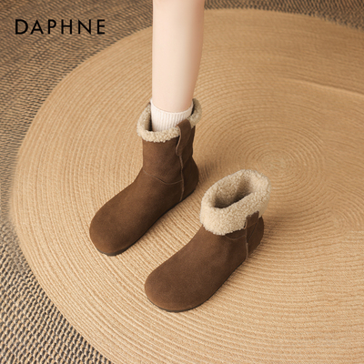 达芙妮雪地靴女冬季加绒勃肯短靴