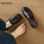 通勤平底单鞋 达芙妮乐福鞋 女款 豆豆鞋 女2026新款 英伦风棕色小皮鞋