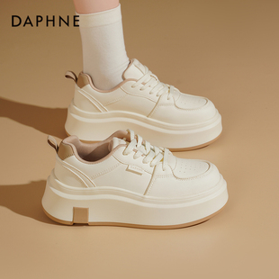 春季 2026新款 增高女鞋 休闲运动鞋 子女 达芙妮厚底小白鞋 白色鞋 女款