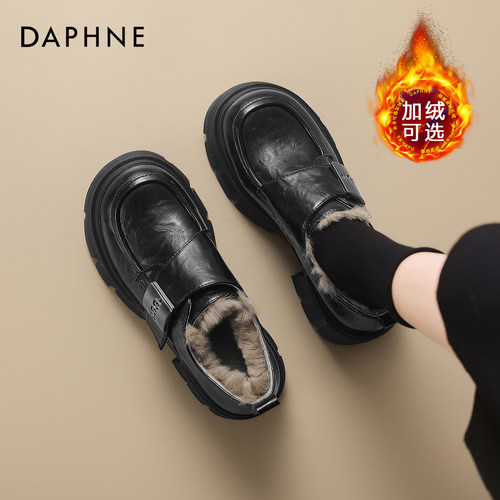 加绒乐福鞋女秋冬加绒小皮鞋