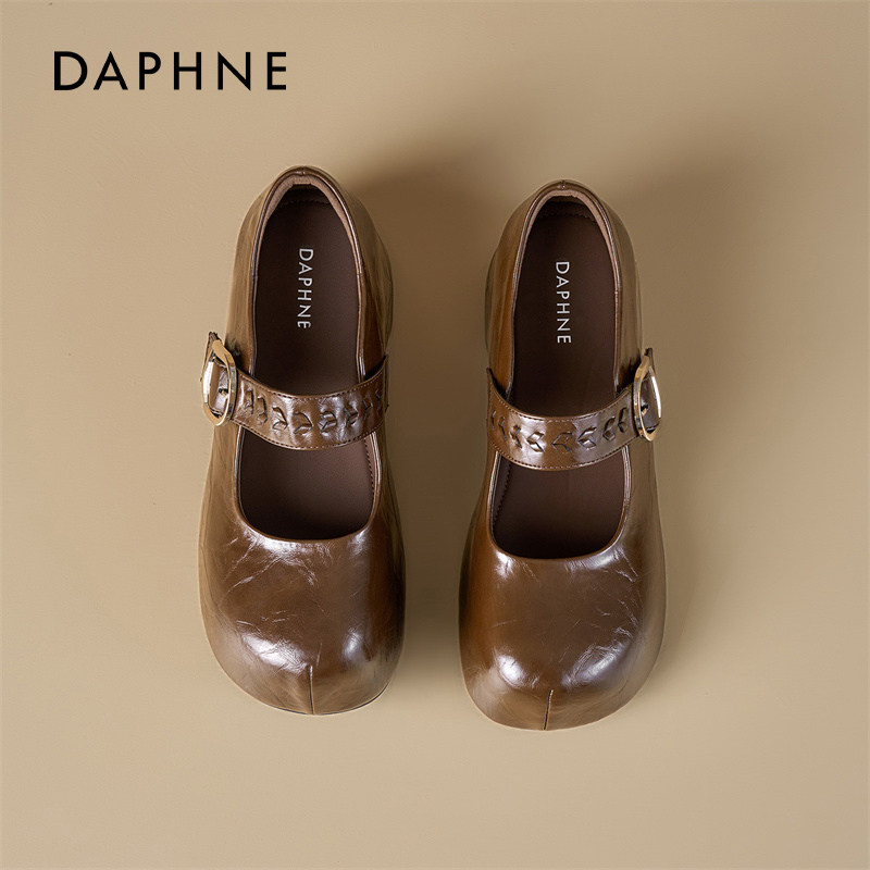 达芙妮厚底圆头玛丽珍鞋女2026新款法式浅口单鞋子复古棕色小皮鞋,女鞋,玛丽珍鞋,淘宝优惠券,粉丝福利购,淘宝优惠卷