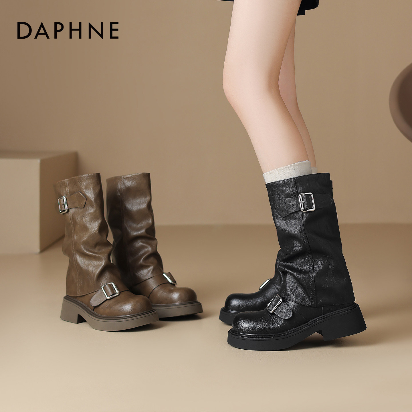 达芙妮短靴中筒靴雪地靴长筒靴加绒靴子马丁靴冬季清仓特价