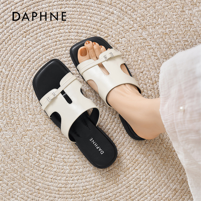 达芙妮平底拖鞋外穿女2026新款春一脚蹬海边沙滩一字拖法式凉拖鞋,女鞋,一字拖,淘宝优惠券,粉丝福利购,淘宝优惠卷