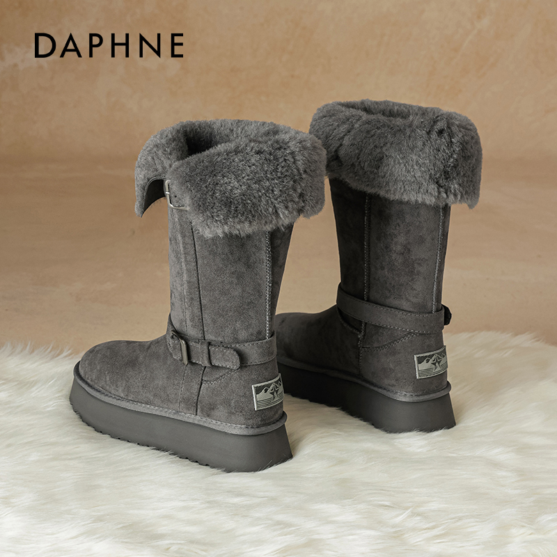 达芙妮高筒雪地靴女加厚