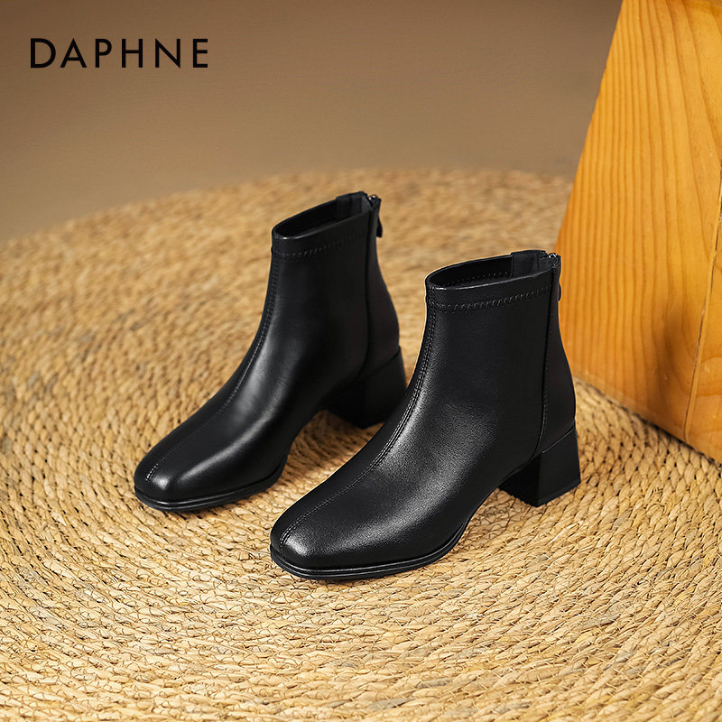 达芙妮真皮马丁靴女春秋2025年新款靴子女法式短靴女鞋瘦瘦靴女