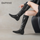 达芙妮平底不过膝长筒靴女2025秋冬新款 高筒靴内增高裤 管靴骑士靴