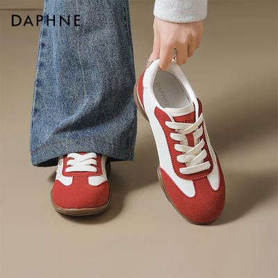 达芙妮红色德训鞋本命年休闲鞋