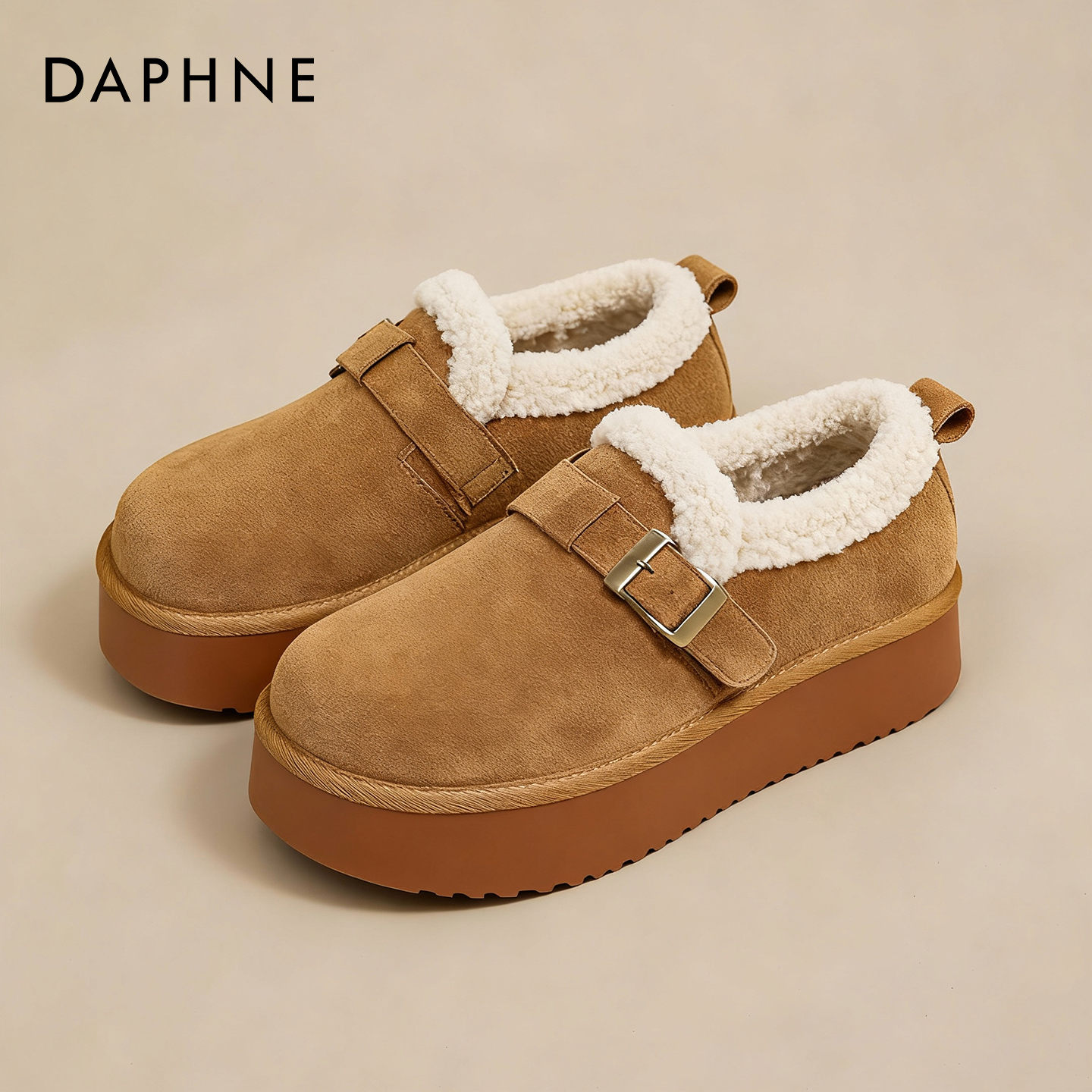 达芙妮加绒勃肯鞋雪地棉鞋羊羔绒