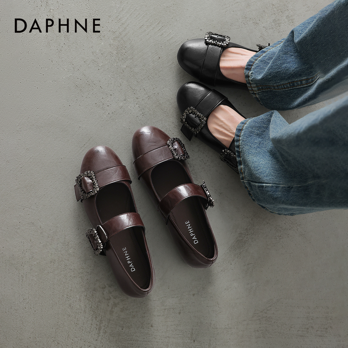 法式复古玛丽珍鞋，一字扣浅口