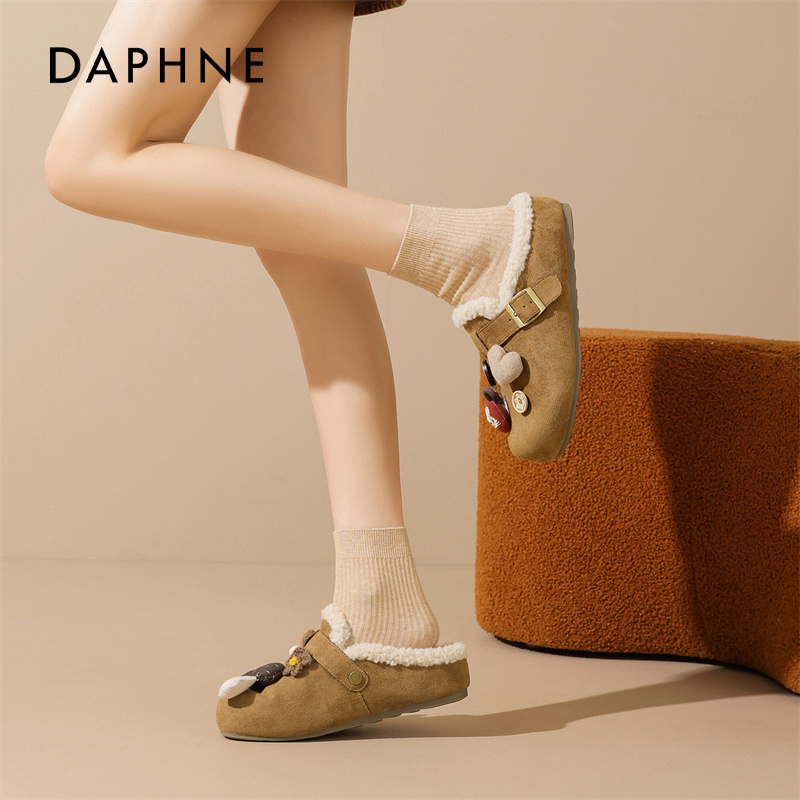 达芙妮厚底加绒勃肯鞋女冬季