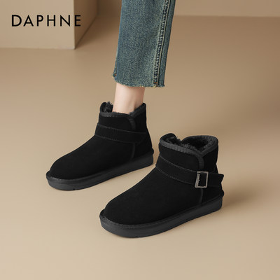 黑色雪地靴女款皮毛一体棉鞋短靴