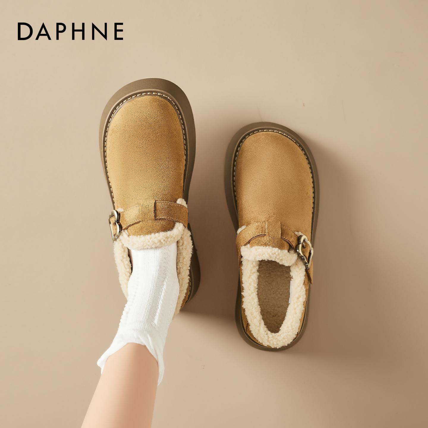 达芙妮加绒毛毛勃肯鞋女