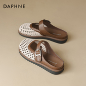 编织玛丽珍镂空平底凉单鞋 达芙妮罗马包头半拖鞋 女夏外穿2025新款