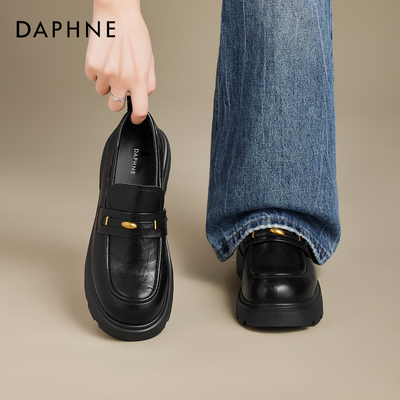 达芙妮厚底英伦一脚蹬乐福鞋女