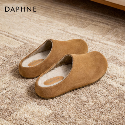 达芙妮加绒勃肯半拖鞋复古气质