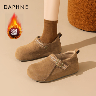 厚底全包加绒雪地靴一脚蹬豆豆棉鞋 爆冬季 女2025新款 达芙妮勃肯鞋