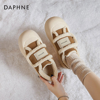 达芙妮冬季棉鞋羊羔绒雪地靴