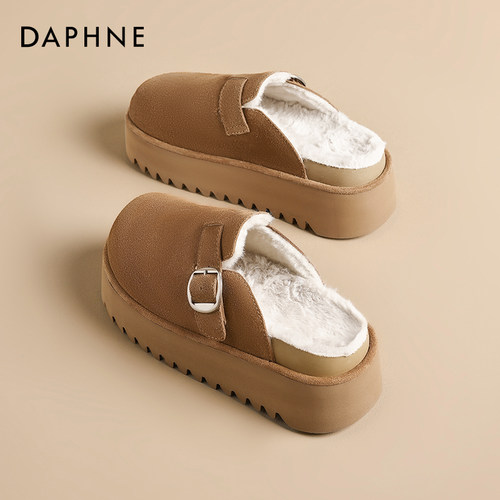 达芙妮加绒勃肯鞋女外穿包头棉鞋