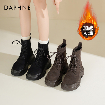 达芙妮马丁靴女英伦风增高短靴子
