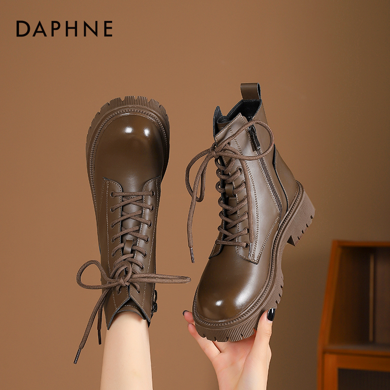 达芙妮厚底马丁靴英伦风百搭短靴