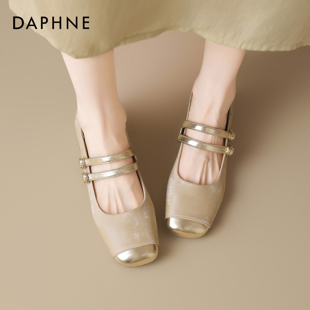 达芙妮单鞋女春季中跟玛丽珍女鞋2026新款春秋新中式粗跟皮鞋春款