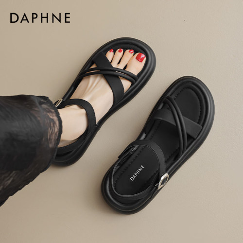 达芙妮厚底休闲凉鞋配裙子沙滩鞋