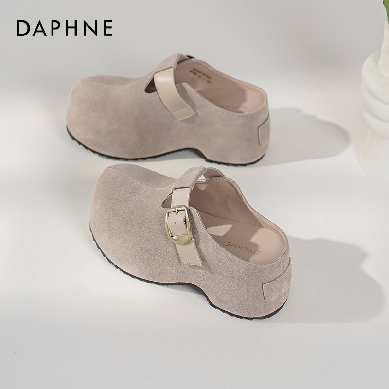 达芙妮厚底勃肯鞋女款2026新款春季女鞋内增高单鞋包头半拖鞋外穿