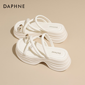 夏天外穿高级感松糕夹趾凉鞋 达芙妮厚底罗马风凉拖鞋 女2025新款 女