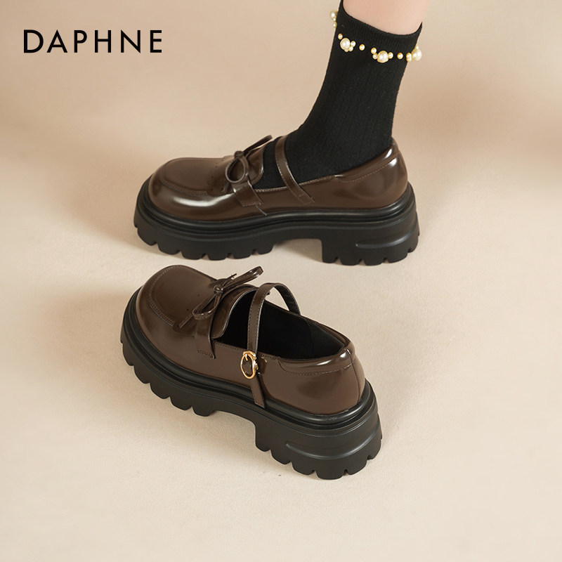达芙妮厚底乐福鞋女2026新款春季棕色英伦风jk小皮鞋复古玛丽珍鞋